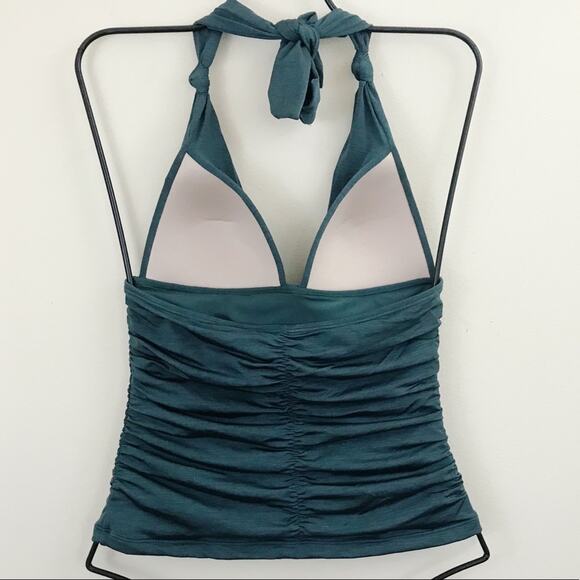 Athleta Aqualuxe Ruched Shirred Halter Tankini Bathing Swim Suit Top Green XXS - Picture 5 of 11